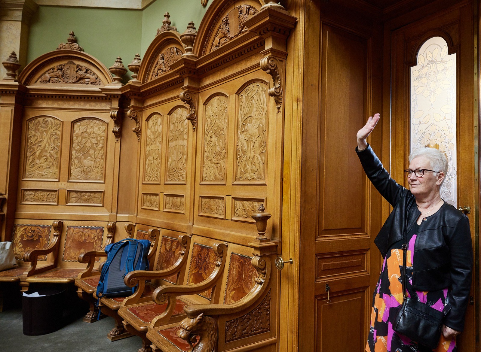 Deputy First Speaker of the Swedish parliament Åsa Lindestam in the National Council chamber 