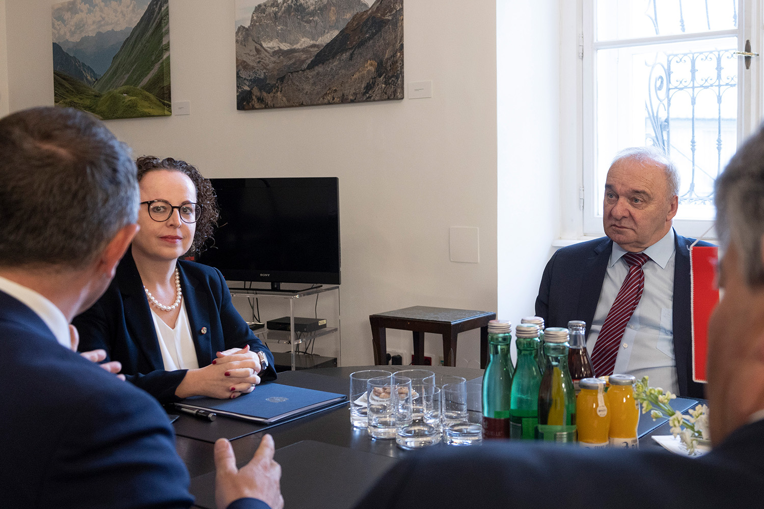 Colloquio con la presidente del Consiglio federale Christine Schwarz-Fuchs © Direzione del Parlamento / Ulrike Wieser