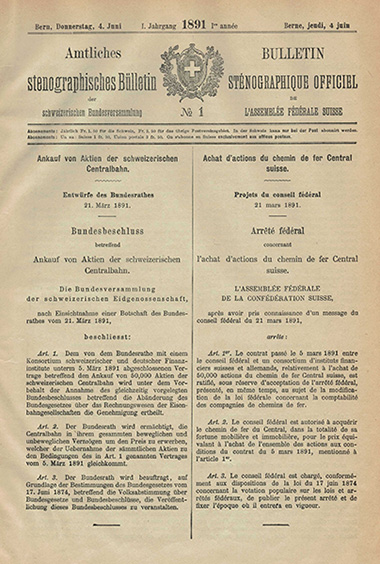 fac-simile du premier fascicule du Bulletin officiel 04.06.1891