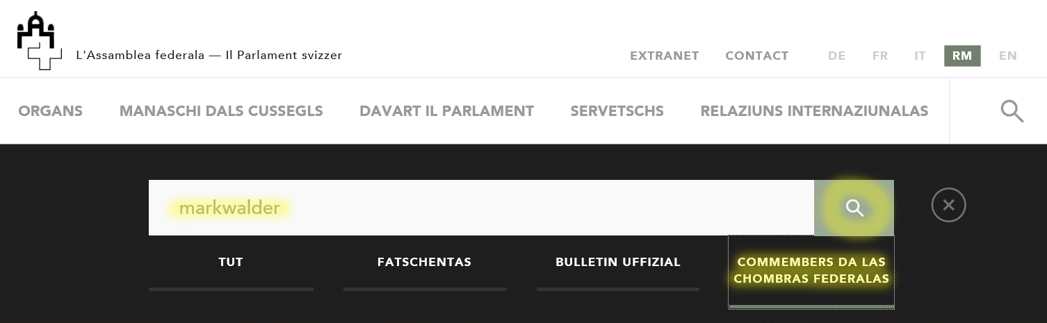 Activar ils avis davart ina commembra u in commember dals cussegls 1