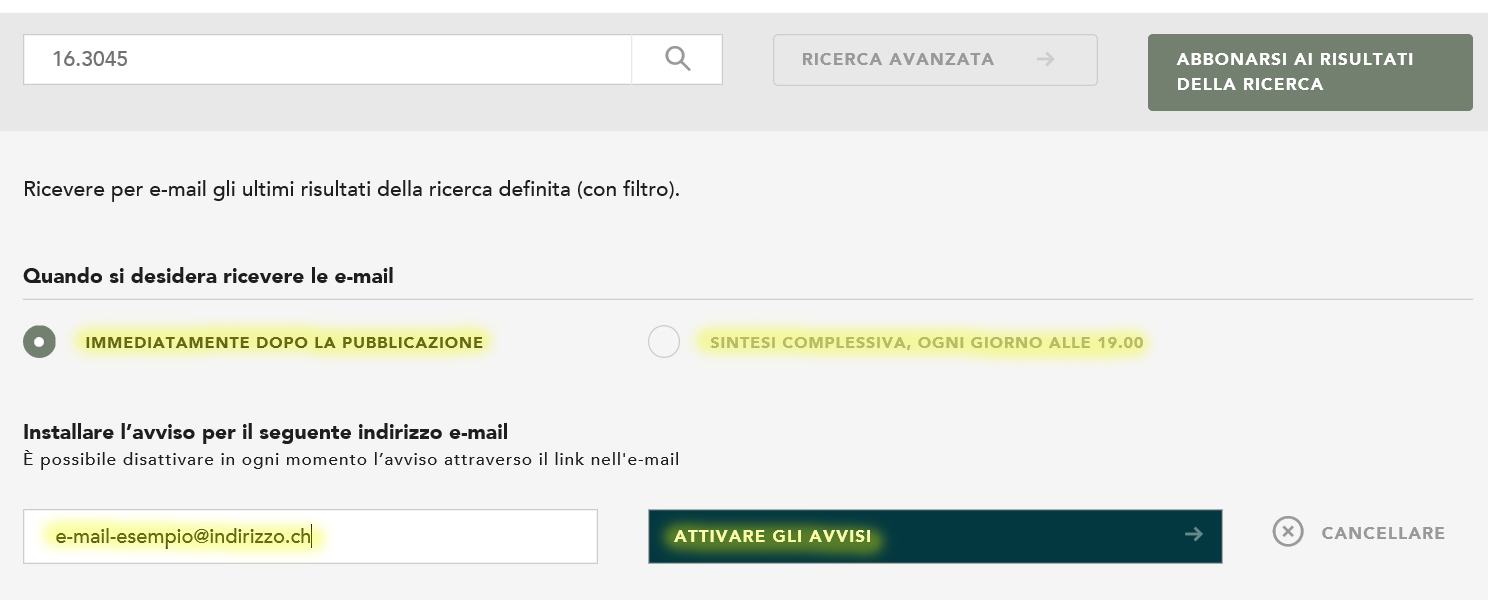 Avvisi relativi a un oggetto determinato 3