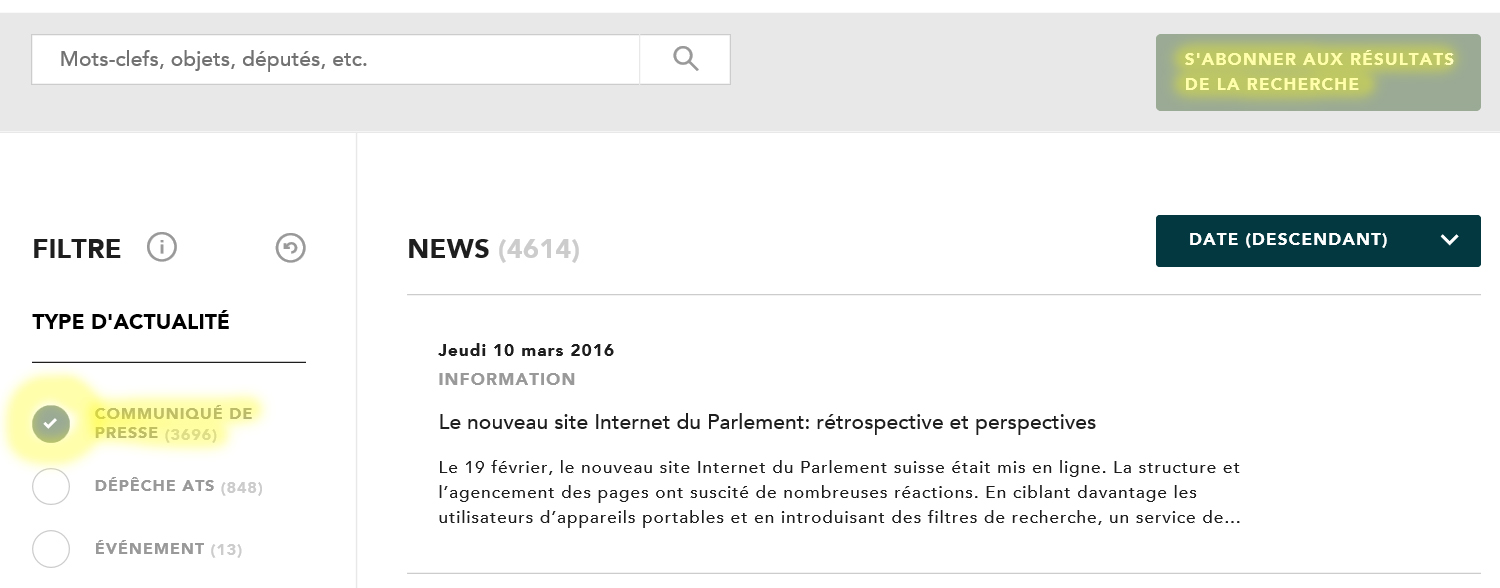 S’abonner aux communiqués de presse 2