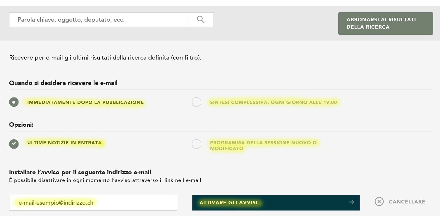 Avvisi relativi ai comunicati stampa 3
