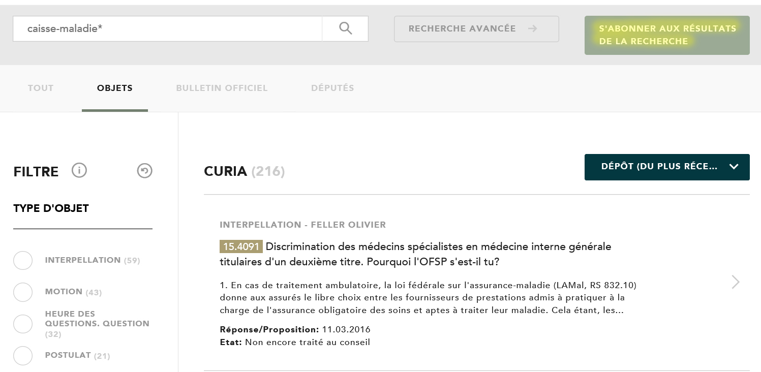 Résultats d’une recherche 2