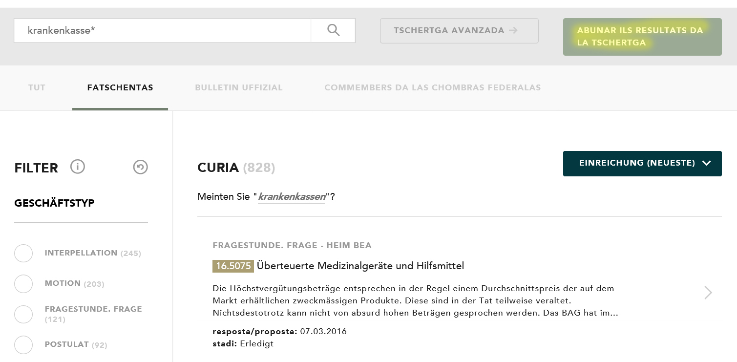 Activar ils avis davart ils resultats da tschertga 2