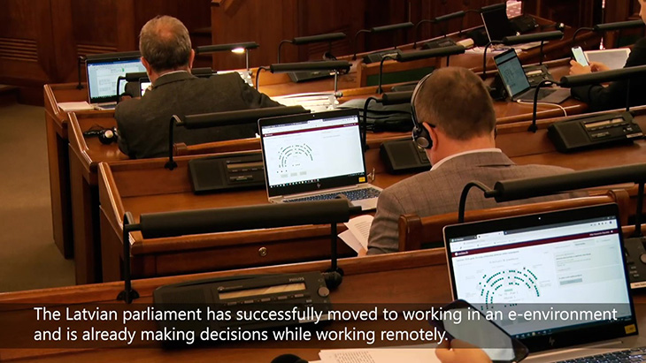 Immagine tratta dal video di presentazione: e-Saeima: a new tool for remote work at the parliament of Latvia