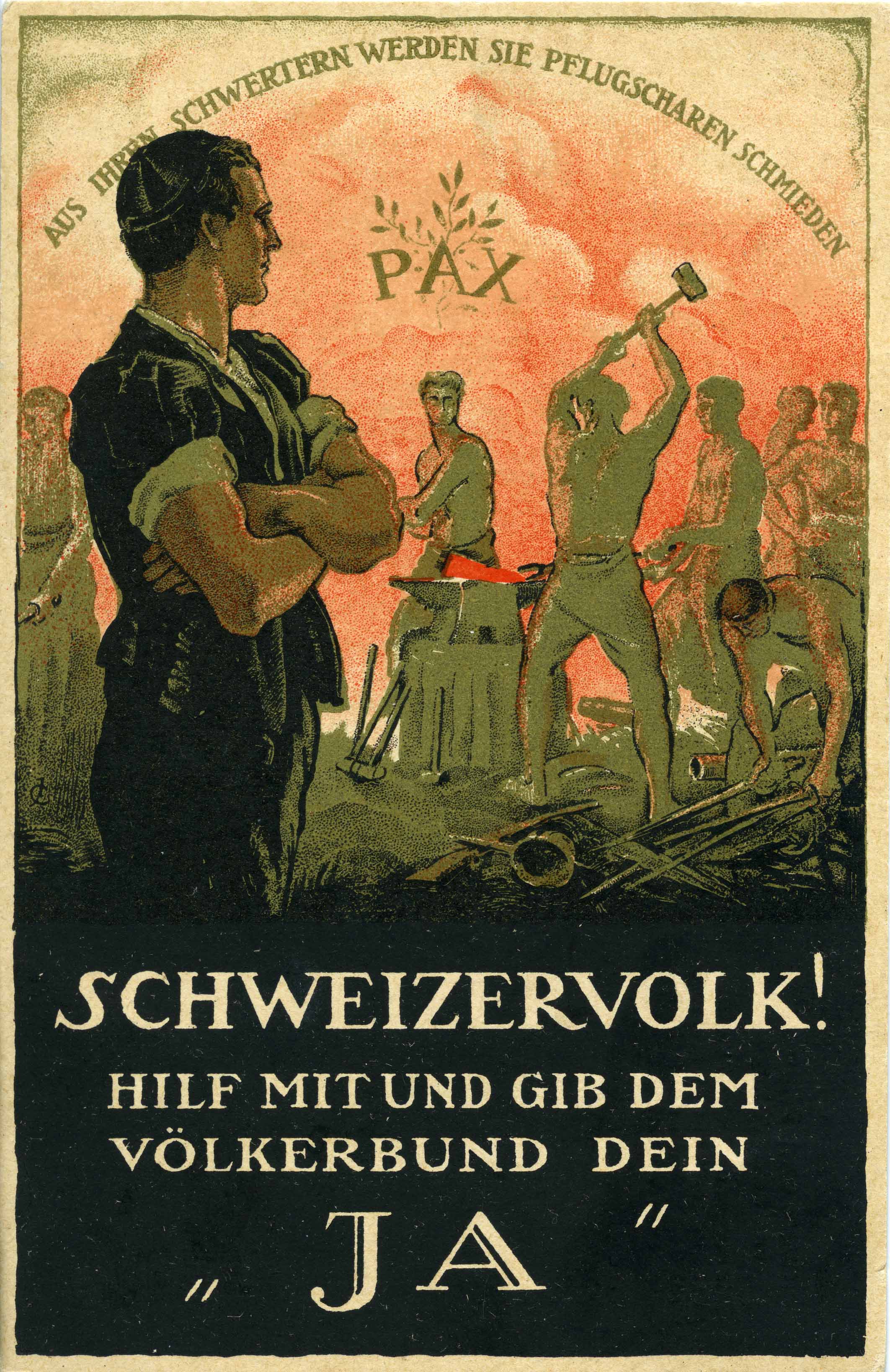 Plakat Volksabstimmung  Beitritt Völkerbund