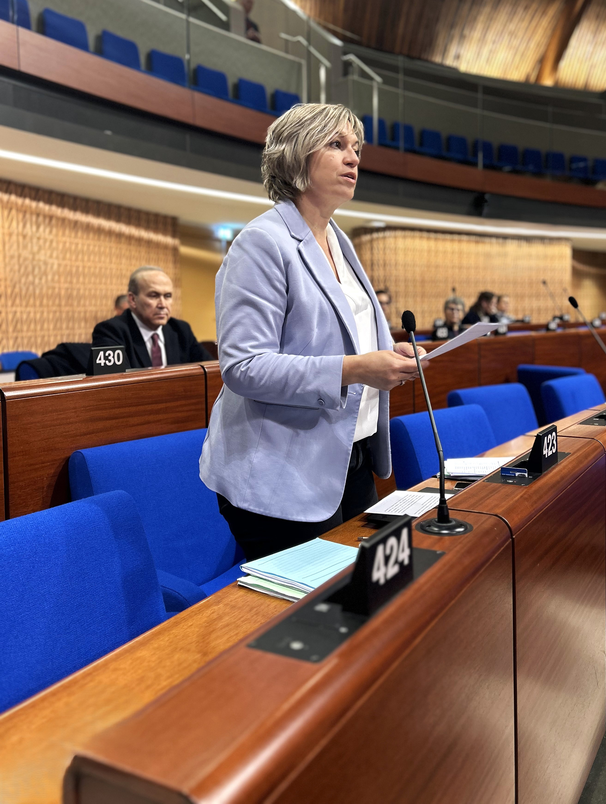Valérie Piller Carrard, conseillère nationale, lors du débat d’actualité sur Gaza et la Cisjordanie ©Services du Parlement 